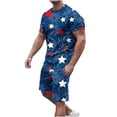 thumbnail image 2 of cllios Men's Short Sets 4th of July Short Sleeve Tshirts and Drawstring Shorts Matching Suits Independence Day Stars and Stripes Graphic Muscle Tracksuits Sets with Pockets, 2 of 5
