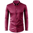 thumbnail image 1 of RXIRUCGD Chemise Décontractée pour Homme à Manches Longues avec Boutons, Poche et Col Rabattable, Bourgogne, Taille : TG, 1 of 3