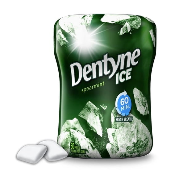 Dentyne Glace, Bouteille de Gomme Sans Sucre à la Menthe Verte, 60 Pcs, Dentyne Glace Menthe Verte : Haleine Fraîche, 60 Min!