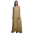thumbnail image 1 of Bimba Robe de Nuit Imprimée Feuilles et Fleurs Orange Pâle3 pour Femmes Longue à Bretelles Spaghetti Robe Maxi Vêtement de Nuit Robe X-Grand, 1 of 5