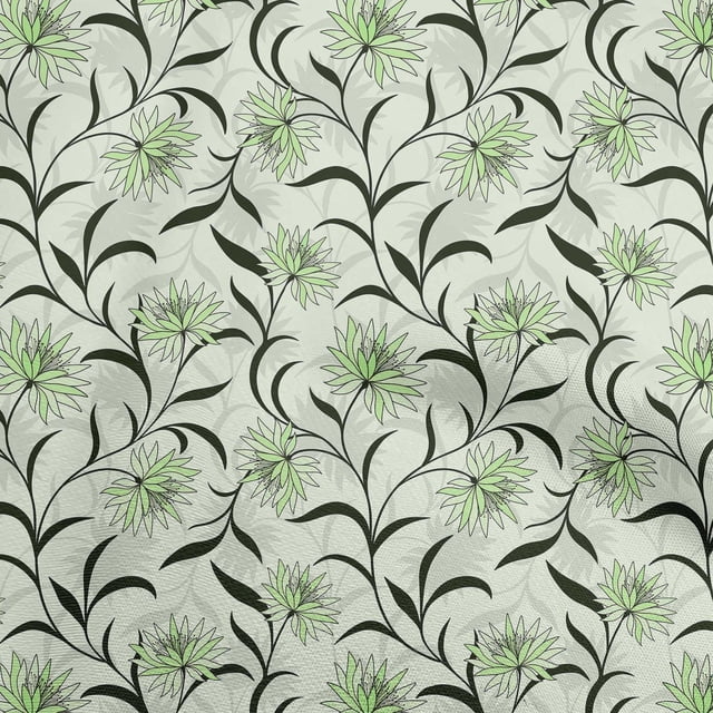 oneOone Velvet Light Green Fabric Floral Retro Craft Projects Decor Fabric Printed By The Yard 58 Inch Wide