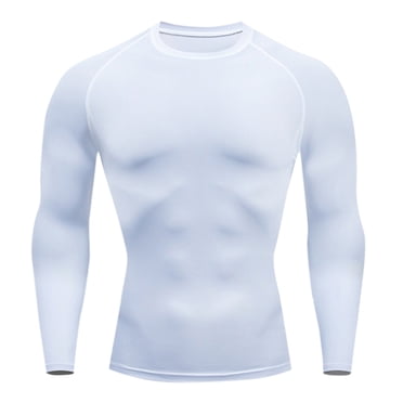 Hontri Men T Shirts Mens Fitness Long Sleeve Running Sports T Shirt Men Thermal Muscle Athletic Gym Compression Clothes White Xxl