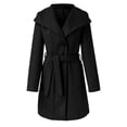 thumbnail image 1 of WEIYLL Womens Fleece Jackets Double Mid Long Trench Belt Solid Color Black Fall Coats Size M, 1 of 5