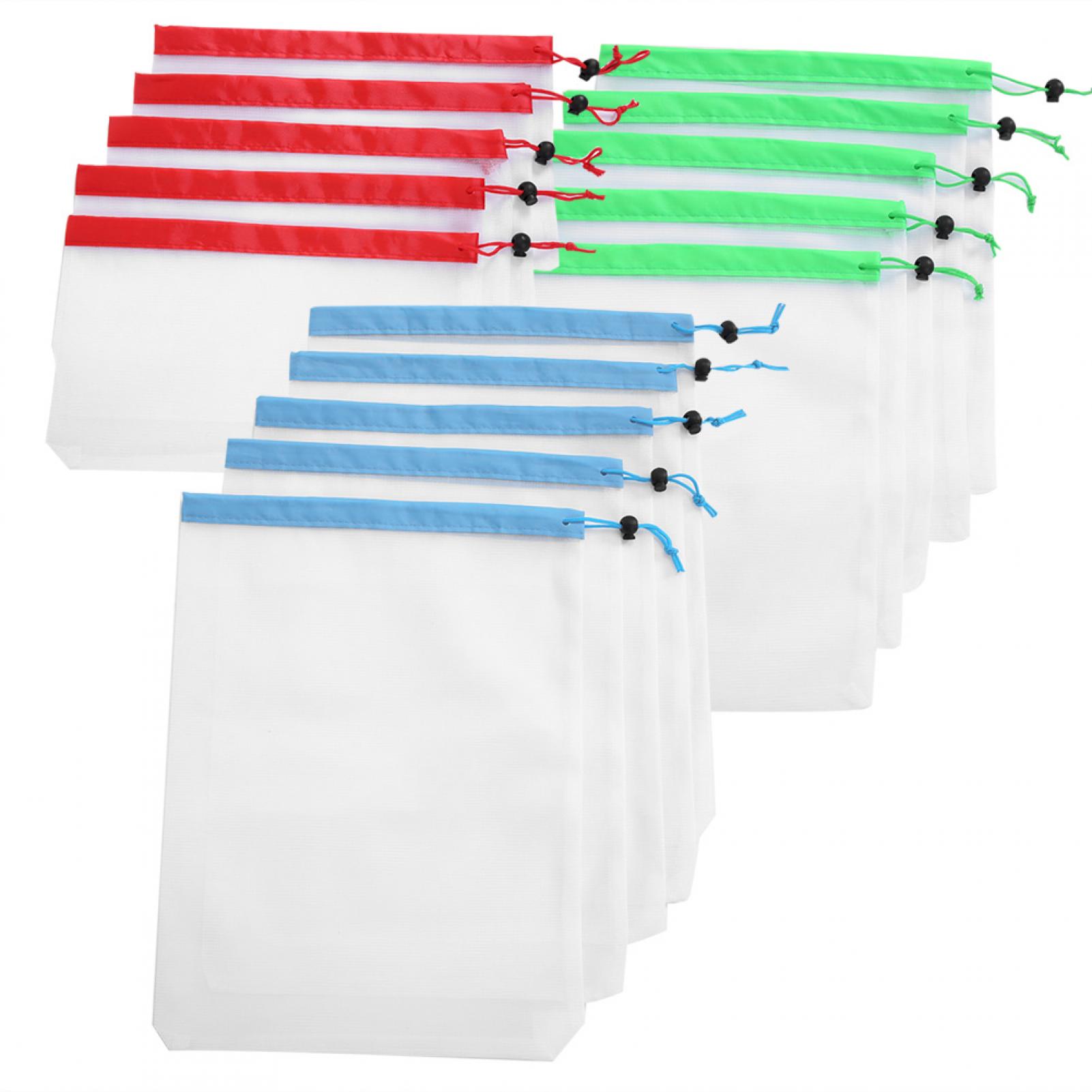 Viccilley Sac en maille 15 Pcs 3 sacs en maille à cordon de serrage