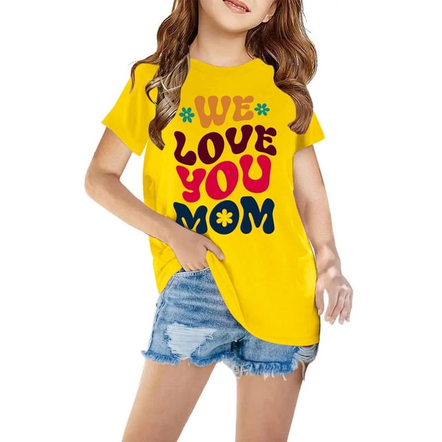 Mefallenssiah T-Shirts pour Enfants Manches Courtes T-Shirt Graphique Col Rond Crop top pour Filles et Garçons de 3 à 14 Ans