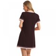 thumbnail image 4 of Pyjama d'Été pour Femmes Manches Courtes Col Cœur Pêche Robe de Nuit Décontractée Robe de Sommeil Ample Confortable Pyjama Robe de Maison Décontractée, 4 of 5