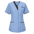 thumbnail image 1 of Baysbule Uniforme d'Infirmière Col en V pour Femmes Tunique Clinique Soignante Protection Travail Manches Courtes avec Poches, 1 of 2