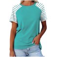 thumbnail image 1 of FAIWAD Hauts Grande Taille pour Femmes Blouse d'Été à Imprimé Rayé Manches Courtes Col Rond T-Shirts Tuniques Décontractées Tee, 1 of 3