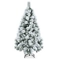 thumbnail image 1 of Costway 5ft Snow Flocked Hinged Artificial Slim Christmas Tree with Pine Needles, 1 of 10