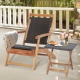 thumbnail image 4 of Costway 4PCS Patio Rattan Folding Lounge Chair Table Acacia Wood withRetractable Footrest, 4 of 9