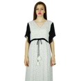 thumbnail image 2 of Bimba Robe Longue Maxi à Manches Volantées en Coton Robe Boho Chic Style sur Mesure, 2 of 9
