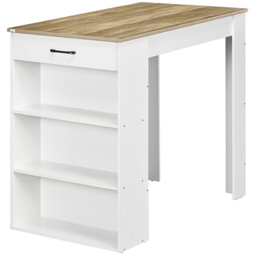 HOMCOM Counter Height Bar Table with Storage Drawer and 3 Shelves, Grey