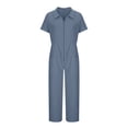 thumbnail image 4 of LSLJS Combinaison Pantalon à Revers Zippée à Taille Plissée Unie Décontractée pour Femme, 4 of 6