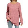 thumbnail image 1 of yoeyez Tunique en Tricot pour Femmes, Chandails à Manches Torsadées Patchwork, Col Ras du Cou Raglan, Chemises à Manches Longues, Hauts Mode Automne 2024, Rose, P, 1 of 7