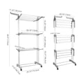 thumbnail image 3 of Foldable Clothes Drying Rack, Oversized 4-Tier (68.9" High) Laundry Rack Clothing Dryer, Garment Laundry Hanger Rack with 2 Side Wings and 4 Casters, 3 of 8