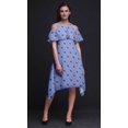 thumbnail image 4 of Bimba Blue Geometric Print Flutter Sleeve Womens Party Tunic Cold Shoulder Midi Dress - Large, 4 of 6
