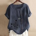 thumbnail image 5 of Birdeem Womens Summer Casual Round Neck Short Sleeve Printing Loose Shirt Tops, 5 of 5