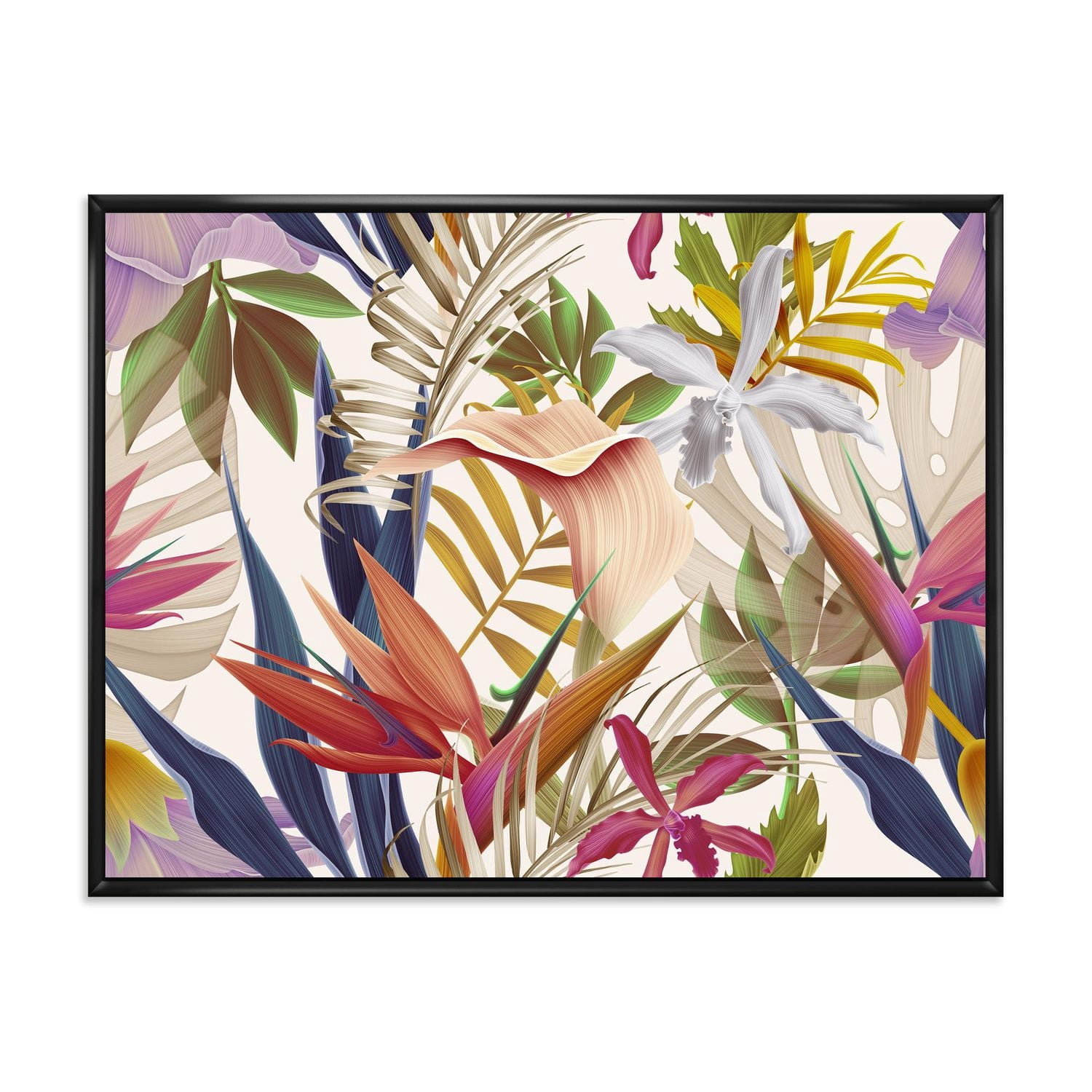 Designart Fleurs Tropicales VIntage III ART MURAL À CADRE FLOTTÉ