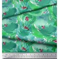 thumbnail image 2 of Soimoi Green polyester Crepe Fabric Flower Watercolor Print Fabric by Yard 42 Inch Wide, 2 of 3