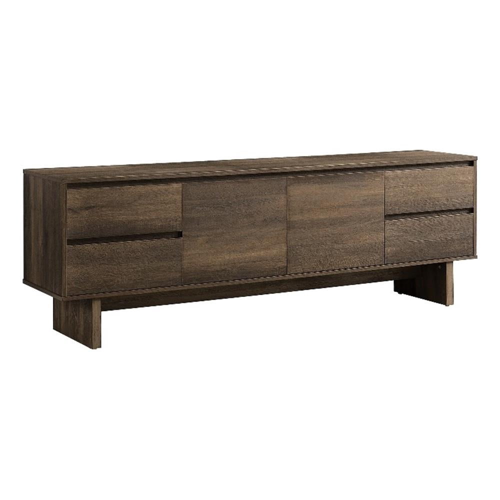 Pemberly Row Engineered Wood Dark Brown 72" Media Entertainment Center TV Stand