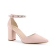 thumbnail image 1 of BLISSFUL STEP Women's Pointed Toe Rhinestone Ankle Strap Chunky Heels Pumps Dust Pink (Size 7.5), 1 of 6