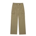 thumbnail image 1 of Timegard Pants for Women Straight Leg Solid Color Cargo Pants Lounge Pants with Pockets Fall Outdoor, 1 of 5
