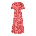 thumbnail image 4 of Pisexur Robes d'Été pour Femmes à Col Rond, Robe Fluide Plissée Tendance à Manches Courtes, Mode avec Poche, Robe d'Été de Plage Évasée à Imprimé Floral, 4 of 4