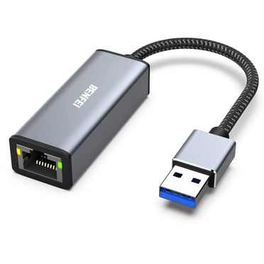 BENFEI Adaptateur Ethernet, Adaptateur LAN Gigabit USB 3.0 vers RJ45 1000 Mbps Compatible pour MacBook, Surface Pro, PC avec Windows 11/10/8/7, XP, Vista, Mac [Coque en Aluminium et Câble en Nylon]