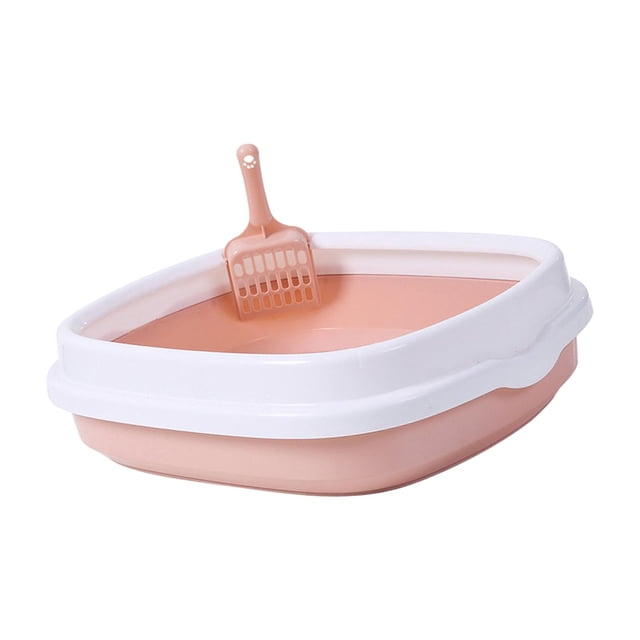 DOLITY Anti ing Cat Litter Box with Surrounded Top Cover Tray Sand Box Detachable Pink Medium