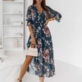 thumbnail image 2 of XZNGL Robe Maxi à Manches Longues pour Femmes Mode pour Femmes Bohème Col en V Ample Demi-Manche Ligne A Imprimé Floral Longue Robe Maxi Longue Robe Maxi pour Femmes Robe Maxi Florale pour Femmes, 2 of 9