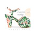 thumbnail image 3 of BLISSFUL STEP Women's Shoes Floral Pattern Platform Chunky Heel Open Toe Slingback Buckle Strap  Sandals Green 6, 3 of 5