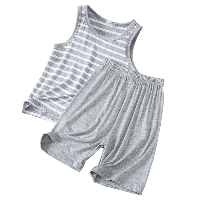 MIASHUI Boys Tank Shorts Set Two Piece Summer Sleeveless Outfits Pajamas,Grey,4-5 Years