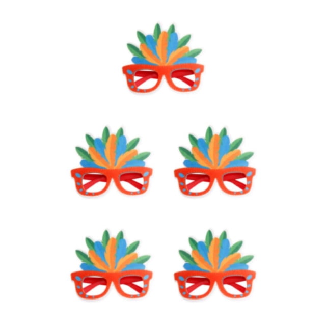 Baohd Cadre de Lunettes Plume DIY Carnaval Décoratif Drôle Meuble-Lavabo Scène Performance Robe Décoration Fête Rouge 5Ensemble