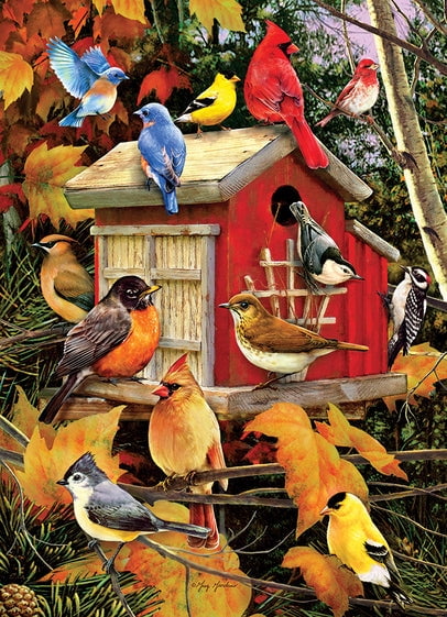 Cobble Hill 500 Piece Puzzle - Fall Birdhouse - Sample Poster Included