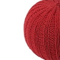 thumbnail image 2 of Simpli Home Shelby Pouf Rond Bohème en Tricot à la Main en Coton Rouge Bonbon, 2 of 5