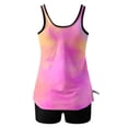 thumbnail image 3 of UPPADA 2 Piece Full Coverage Swimsuits for Women Floral Athleti Crewneck Bathing Suits High Waisted Tummy Control Modest Swimwear Comfy Tankini Top with Shorts Womens Swimsuit Tops Pink,L, 3 of 6