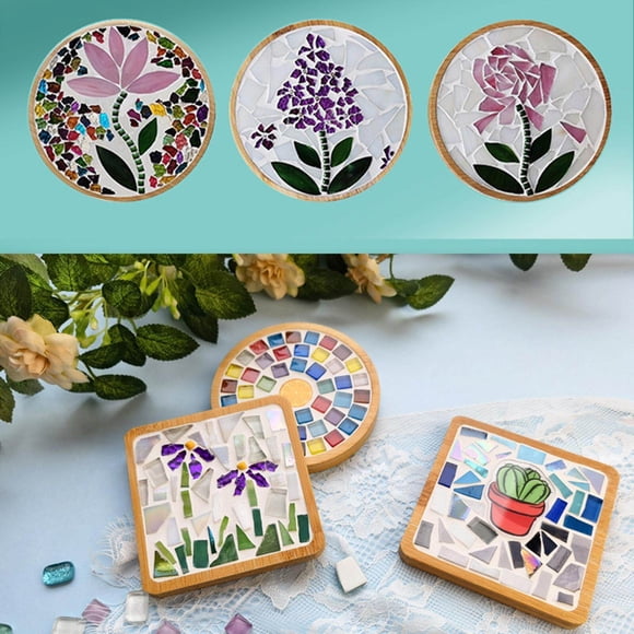 xinxixnxx Sous-verres Mosaïque Kit Bricolage Fait à la Main Adhésif Coloré pour Enfant Décoration Maison
