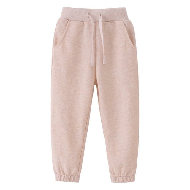 Boys Cotton Sweatpants Kids Jogger Pants Running Jogging Pants With Pockets Drawstring Beige