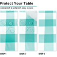 thumbnail image 4 of 60 x 102 Inch Checkered Tablecloth Rectangle - Waterproof, Wrinkle Resistant and Washable Gingham Table Cloth for Outdoor Picnic, Kitchen and Holiday Dinner, Aqua and White, 4 of 6