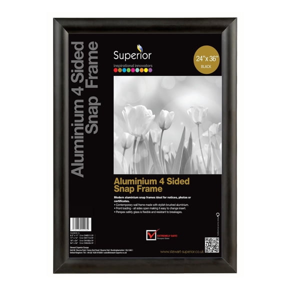 SECO Snap Poster Frame Case, 24 x 36 Inches, Black
