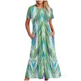 thumbnail image 1 of Robes d'Été Grande Taille pour Femmes 2024 à Manches Courtes, Col Rond, Coupe Ample, Imprimées, Couleur, Longue Robe, Économisez jusqu'à 65 % de Rabais!, 1 of 4