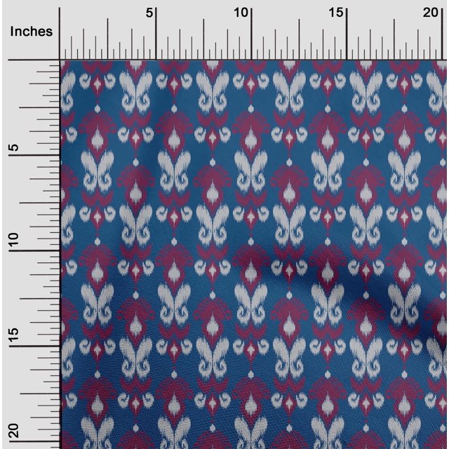 oneOone Tissu Georgette Viscose Tissu à Imprimé Cachemire Ikat BTY 42 Pouces de Large