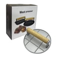thumbnail image 2 of Oleegame Rouleau de Papier d'Aluminium 2 Pcs Hamburger Rond 6,3 Po avec Poignée en Bois Résistante à la Chaleur Gril en Métal pour BBQ Hamburger Viande Sandwish Accessoire de Steak pour Dessus Plat Gr Argent, 2 of 9