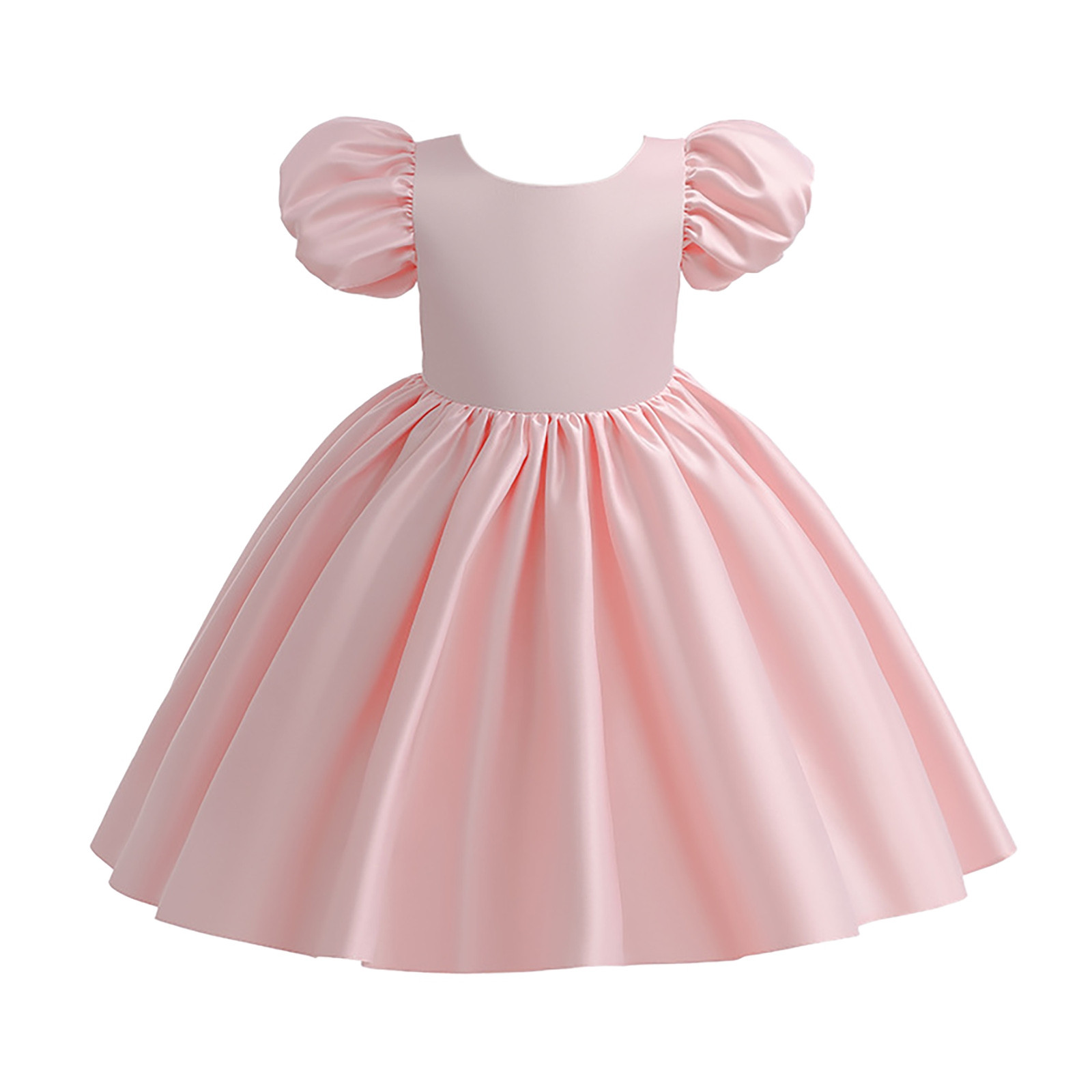 MIASHUI Robes de Demoiselle d'Honneur Manches à Volants Robe de Princesse Petites/grandes Filles Robe de Bal de Fête de Mariage, Rose, 7-8 Ans
