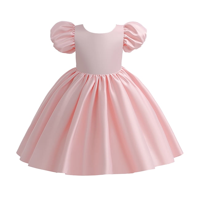 MIASHUI Robes de Demoiselle d'Honneur à Manches à Volants Robe de Princesse pour Petites/grandes Filles Robe de Bal de Fête de Mariage, Rose, 9-10 Ans