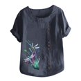 thumbnail image 3 of Birdeem Womens Summer Casual Round Neck Short Sleeve Printing Loose Shirt Tops, 3 of 5