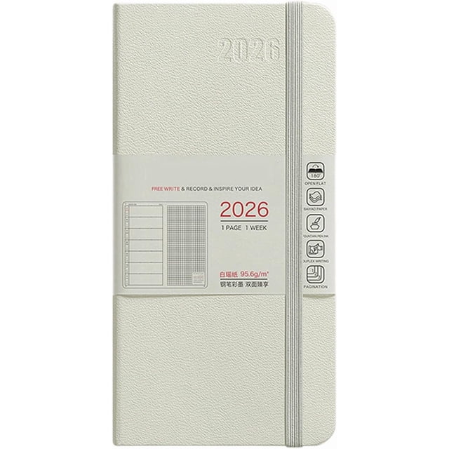 Weloille 2026 Portable Schedule Planner Notebook, 1 Piece Pocket Sized Agenda Book, Simple Design Daily Weekly Monthly Organizer, Office Supplies for Time Management, Work Plan Recording