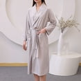 thumbnail image 2 of Timegard Womens Sleepwear Plus Size Long Sleeve Robe Comfy Bathrobes with Pockets Belted Mid Long Nightgown, 2 of 4