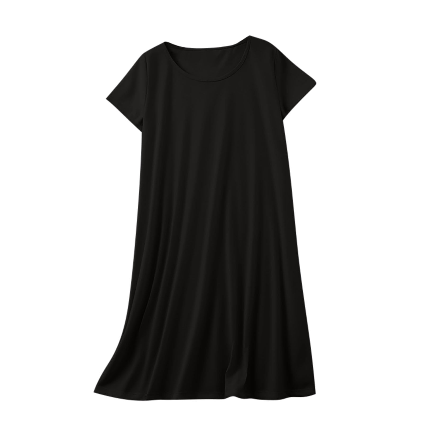 Yuyuzo Chemises de Nuit pour Femmes à Manches Courtes, Robes de Détente et de Sommeil, Amples, Basiques, Unies, Col Ras du Cou, T-Shirts Confortables, Nuisette