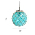 thumbnail image 3 of Elegant Designs Buoy Netted Brushed Nickel Coastal Ocean Sea Glass Pendant with Natural Rope, 3 of 6